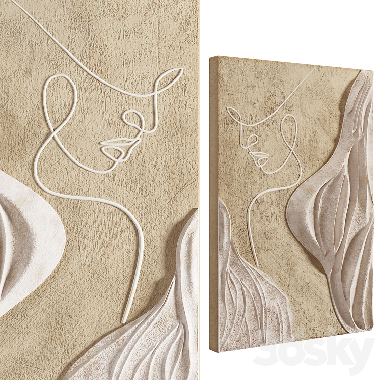 Modern Wall Art Abstract Woman Face Line Sculpture
